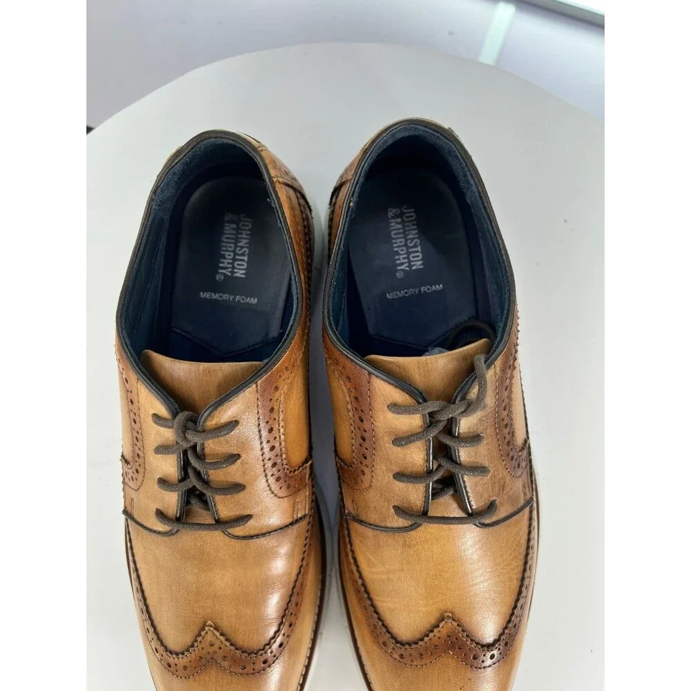 Johnston & Murphy Milson Men Longwing Dress Shoes Sz 10.5 M Italian Leather EUC